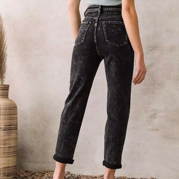 KanCan 27 (7) Ultra High Rise Baggy Fit Black Jeans Womens Stretch Acid Wash - Picture 3 of 15